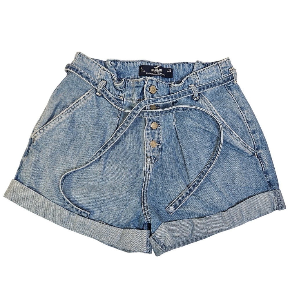 HOLLISTER Curvy Ultra High Rise‎ Mom Short Paper Bag Button Fly Size 9 Vtg 90's